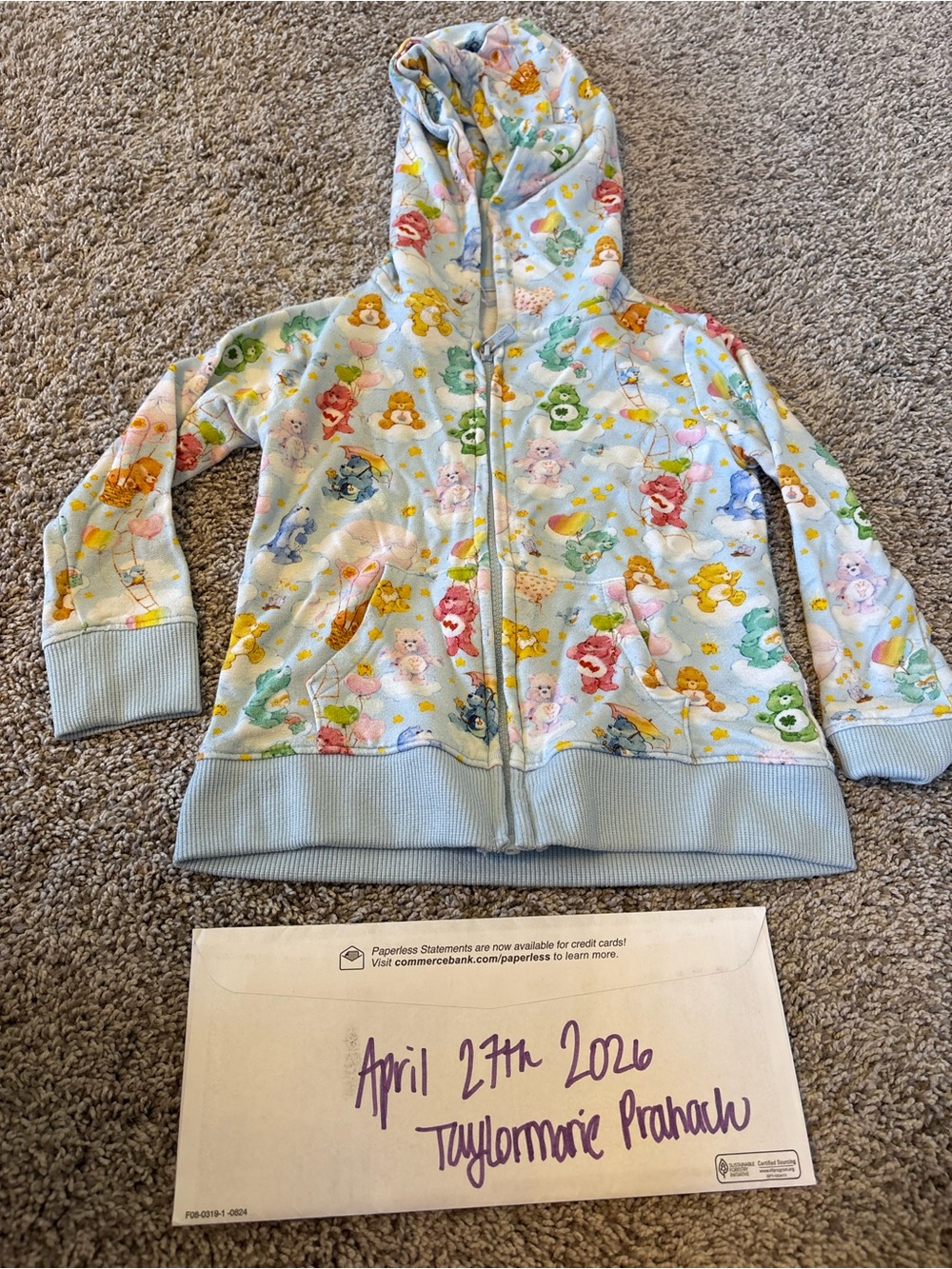 Posh peanut Care Bears French terry bamboo hooded sweatshirt. 2T VGUC